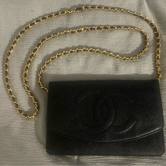 Chanel Timeless Wallet on Chain Cc Logo Woc Black Caviar Leather Cross Body Bag - Picture 4 of 8